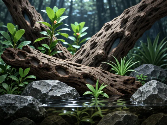 小水榕配沉木岩石造景,生长缓慢易养护,新手首选水草