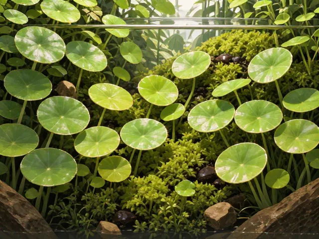 铜钱草配水生苔藓打造中型水景,百元内高颜值方案