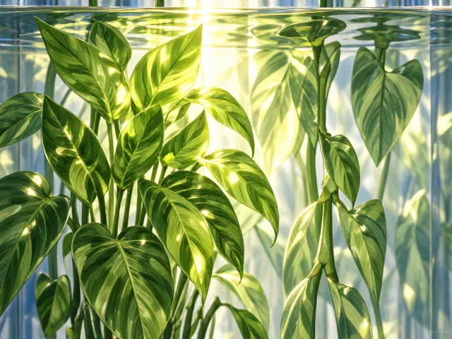 绿萝水培锦化品种怎么养?纯水培技巧让叶片更鲜艳
