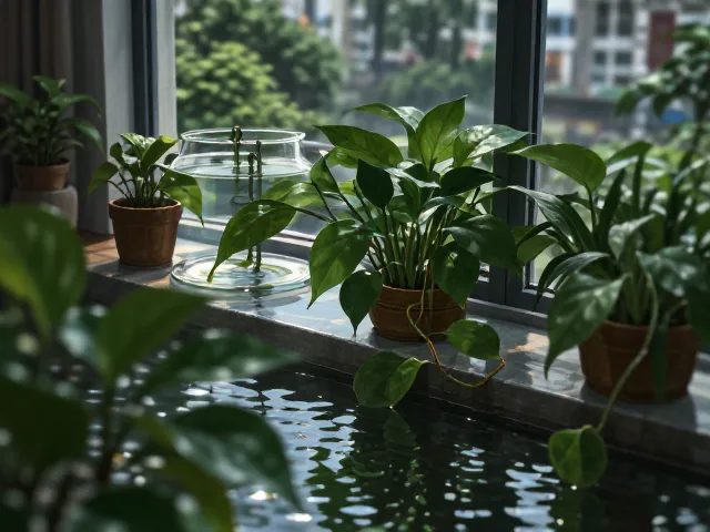 窗边绿萝水培技巧,打造清新窗台景观