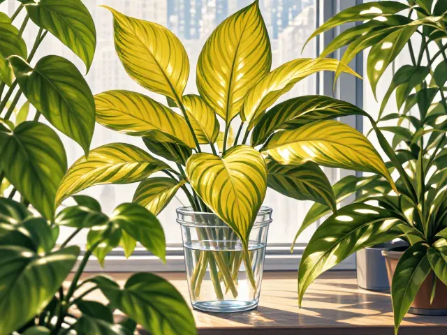 绿萝与花叶万年青水培指南，打造清新小型桌面绿植景观