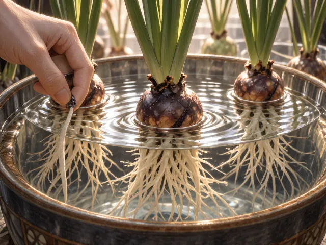 风信子水培用陶瓷定植篮,静置自来水更促根?
