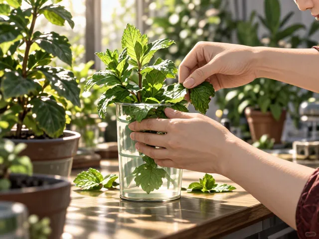 薄荷水培清理枯叶，办公桌绿植养护指南，让绿意常伴