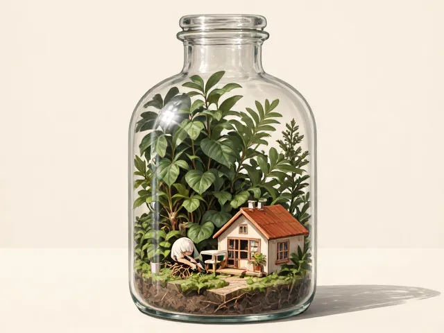 玻璃瓶景中植物过大怎么破?迷你小屋微景观改造教程