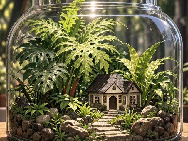 玻璃瓶景中植物过大怎么破?迷你小屋微景观改造教程