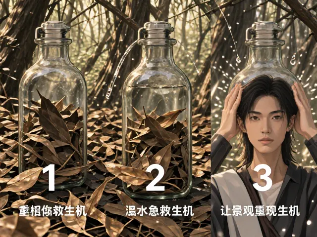 玻璃瓶景枯叶堆积浇水过多?3步急救指南,让景观重现生机
