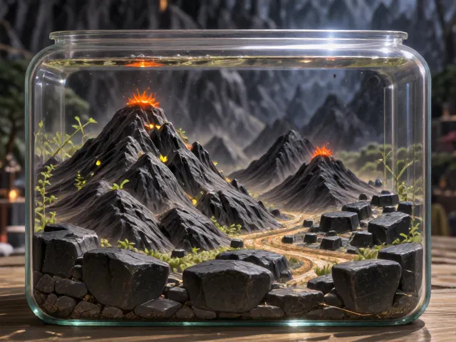 玻璃瓶景微缩景观,火山石造景教程与灵感分享