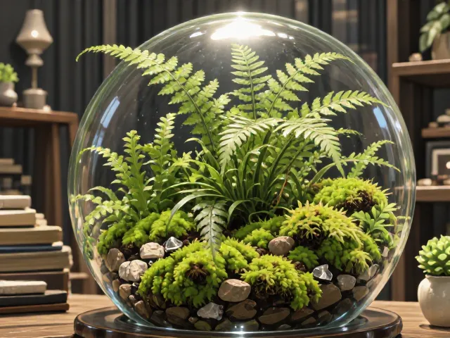 苔玉蕨类玻璃球，打造治愈系桌面微景观，提升家居格调