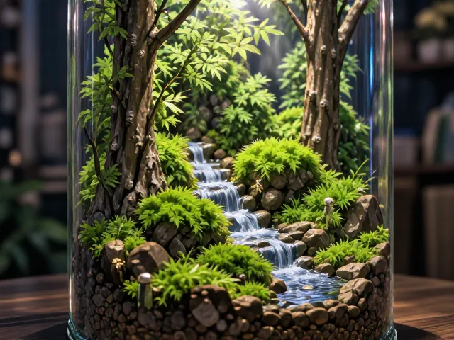 卧室床头玻璃瓶景配水苔,打造治愈系微景观装饰灵感