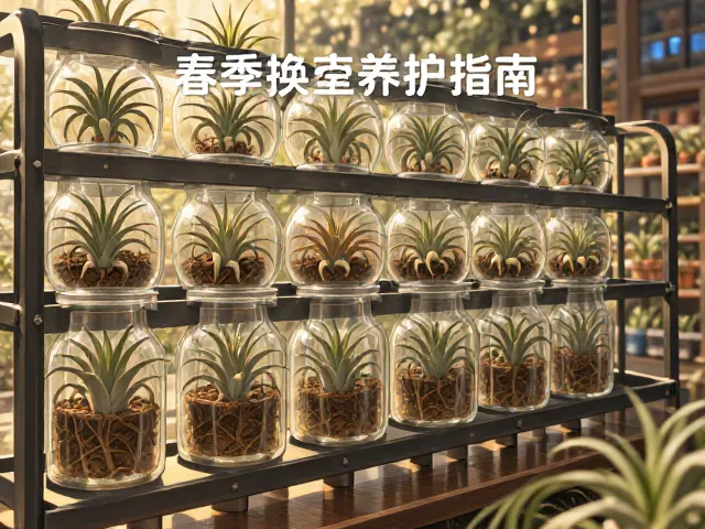 空气凤梨,金属架玻璃瓶景,每季度换土养护指南