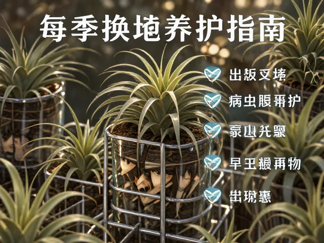 空气凤梨,金属架玻璃瓶景,每季度换土养护指南