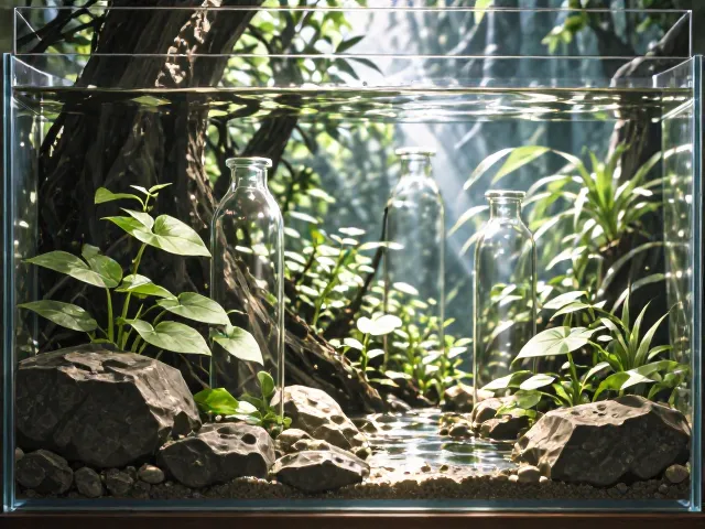 水陆缸造景，玻璃瓶留白艺术，打造极简高级感生态景观