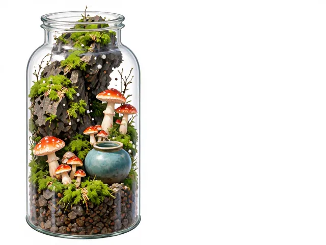 苔藓石头蘑菇微景观，玻璃瓶与陶瓷盆的搭配美学及养护指南