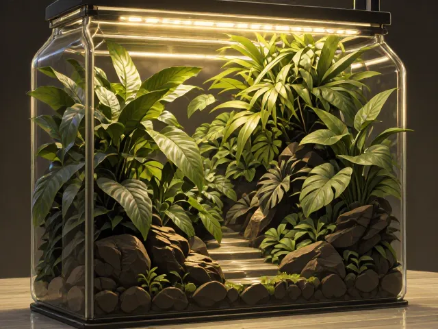 玻璃瓶景植物过大怎么破?LED灯带巧妙补救,打造高级感微景观