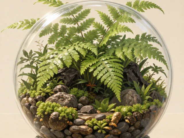蕨类,玻璃球微景观教程,植物固定技巧与高颜值造景灵感