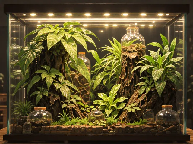 玻璃瓶景植物过大怎么破?LED灯带巧妙补救,打造高级感微景观