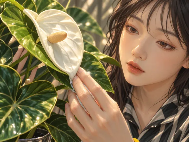 白掌水培技巧,易得性强,定期擦拭叶片让绿意更持久