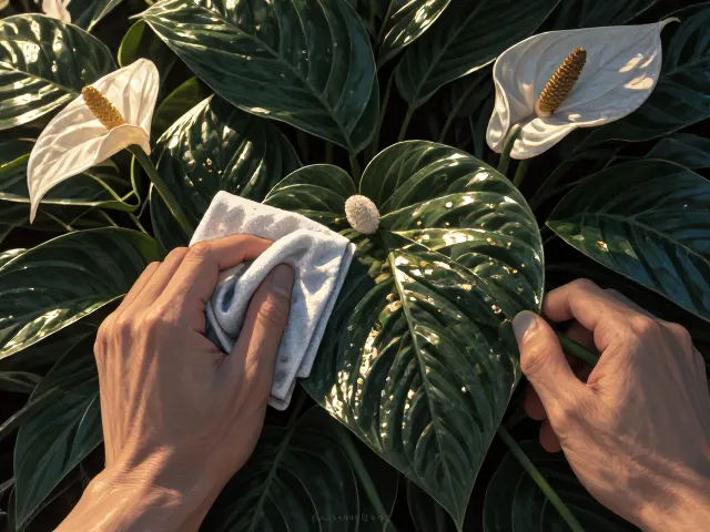 白掌水培忽视叶片清洁易滋生微生物，定期擦拭抑菌促生长