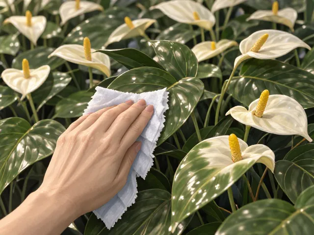 白掌水培忽视叶片清洁易滋生微生物，定期擦拭抑菌促生长