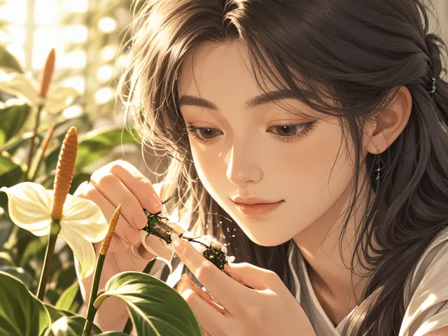 白掌水培技巧,吸附粉尘微粒,避免强光暴晒
