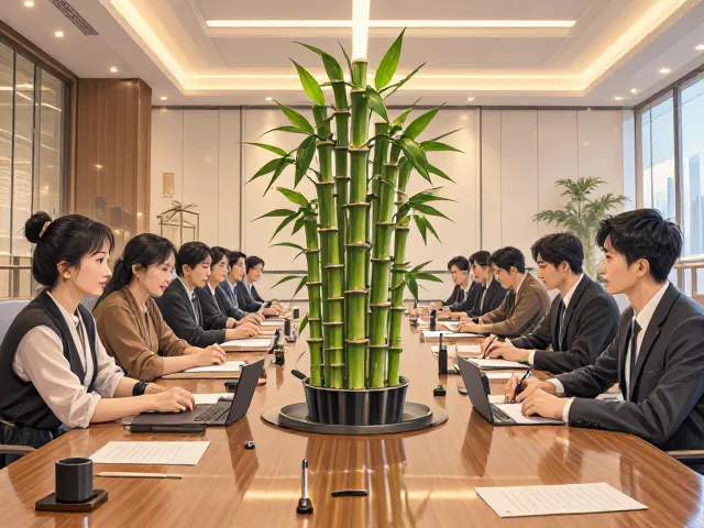 富贵竹塔搭配办公风格，会议室中心装饰灵感