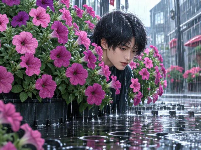 矮牵牛雨季注意排水，促进分枝性，花开爆盆