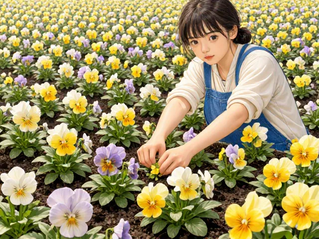 三色堇间苗与及时修剪残花技巧,促开花爆盆