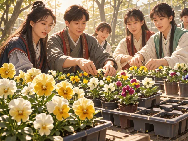 三色堇穴盘育苗直播揭秘,花境前景与高流量种植技巧