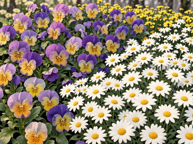三色堇与雏菊耐寒性对比,冬季花园选种指南