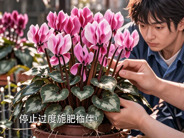 仙客来花期集中却烧根?停止过度施肥,救活植株