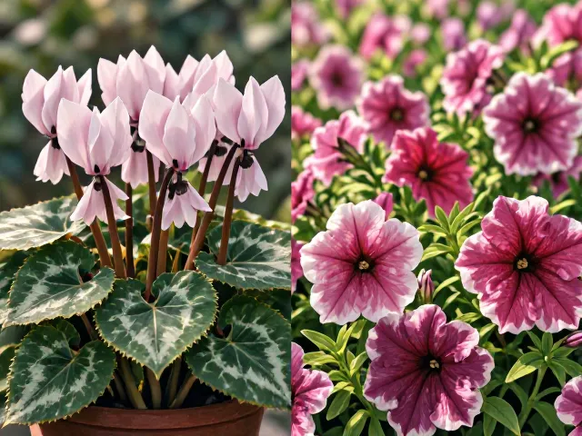 仙客来vs矮牵牛,喜光耐阴习性大不同,新手避坑指南