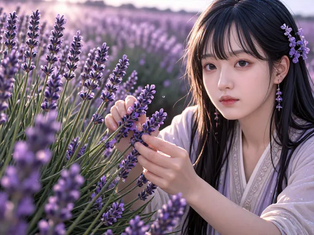 清晨露水干后采摘薰衣草，烹饪调味鲜香浓郁不苦涩