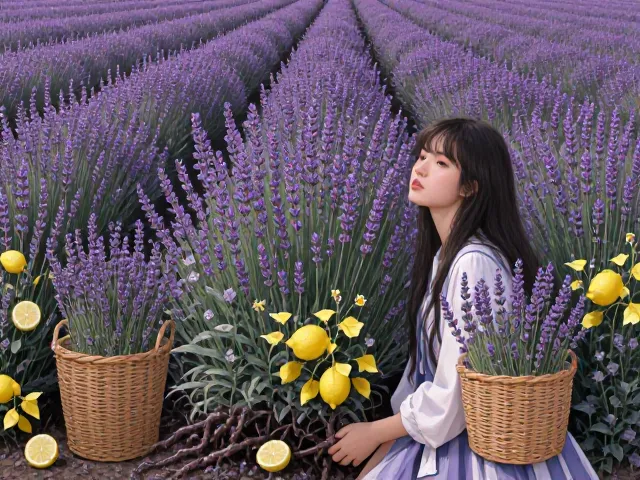 薰衣草根系发达易养，搭配柠檬香蜂草，四季飘散清新柠檬香