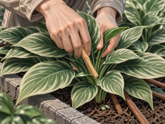 玉簪生长季定期施肥，富含有机质促花大叶茂
