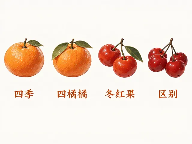 四季橘与冬红果区别，果柄形态辨识技巧及选购指南
