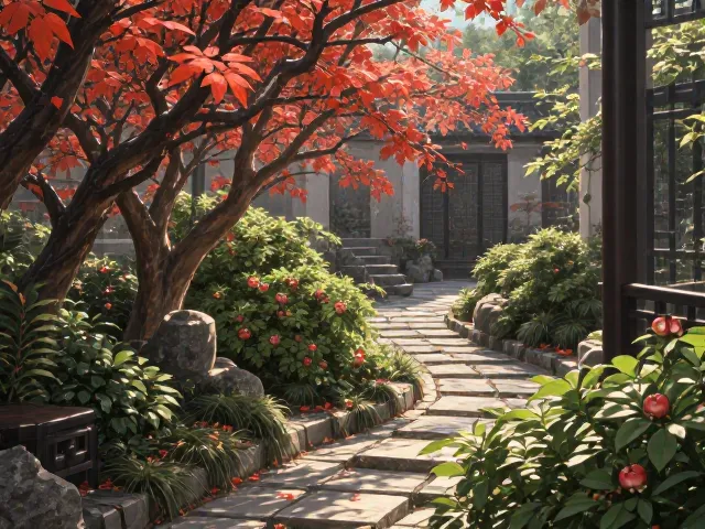 海棠果红果绿叶净化空气,红叶衬托下庭院绿化首选植物