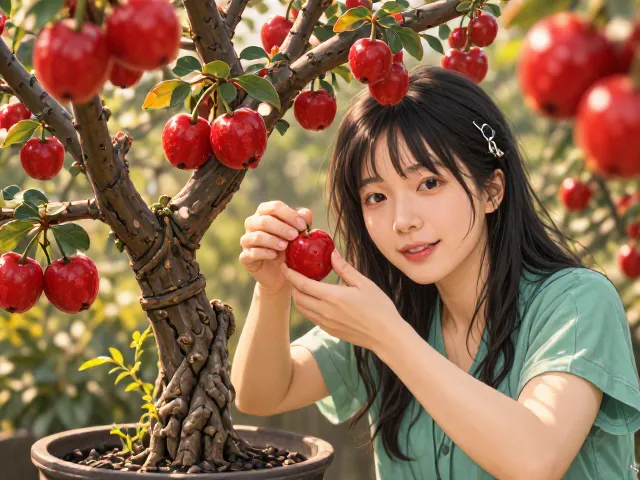 海棠果盆栽观赏指南，定期除虫养护，果实红艳惹人爱