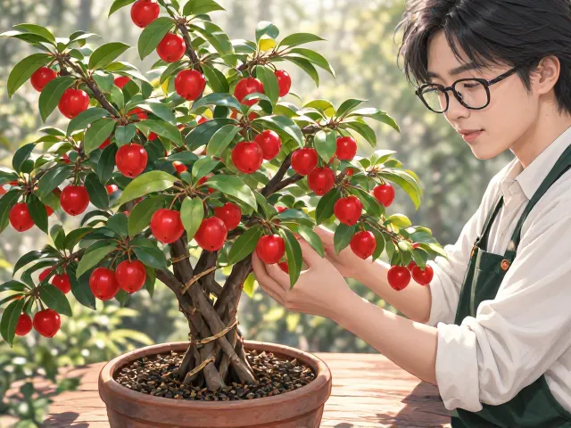 海棠果盆栽观赏指南，定期除虫养护，果实红艳惹人爱