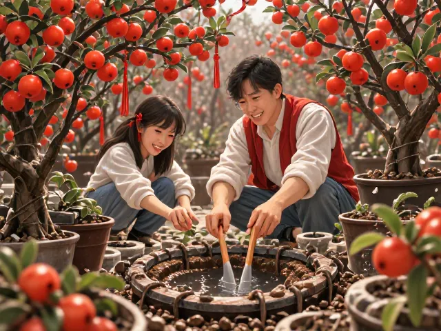 海棠果盆栽,节日装饰与保持水土的养护技巧