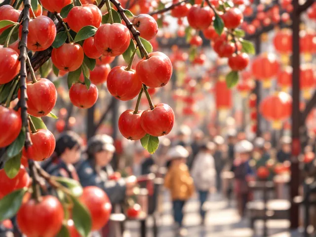 海棠果点缀节日装饰,营造喜庆丰收氛围