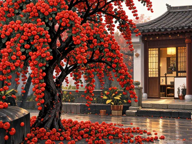 火棘常绿秋冬景观,红果累累寓意吉祥平安,庭院首选