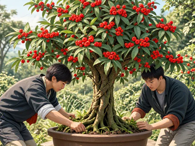 火棘盆栽观赏,常绿四季,预防炭疽病养护指南