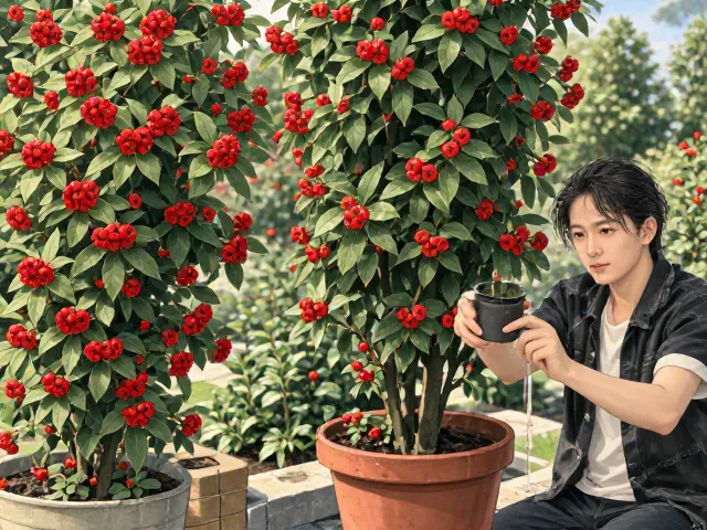 火棘四季常绿，春季施肥促花技巧，盆栽爆花秘籍