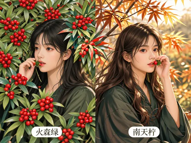 火棘常绿vs南天竹，红核果观赏对比与养护指南