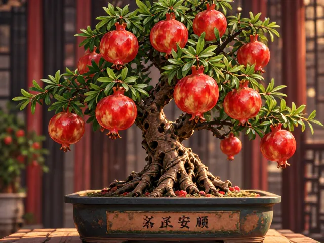 石榴盆景花期果期养护指南,红红火火寓意旺家