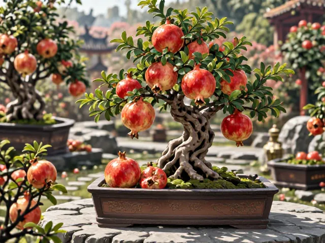 石榴盆景休眠期庭院造景指南，修剪技巧与景观布局详解