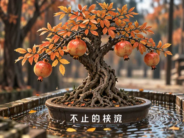石榴盆景秋叶变色,保持水土养护技巧