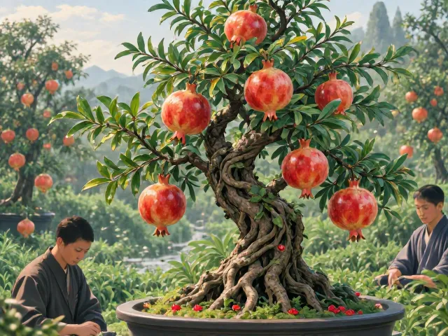 石榴盆景染色处理危害大，守护生态平衡需谨慎