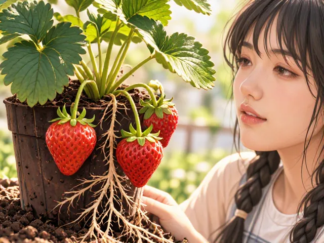 草莓盆栽怎么养？土壤疏松透气，轻拿轻放防伤根