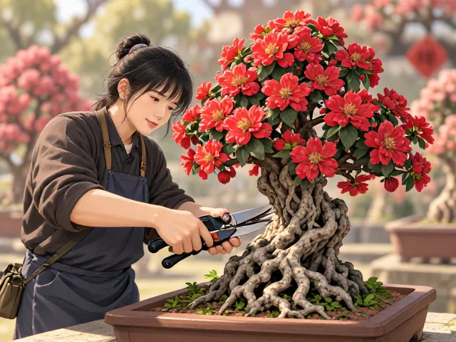 海棠盆景花后修剪,巧剪促丰收,寓意喜庆迎好运